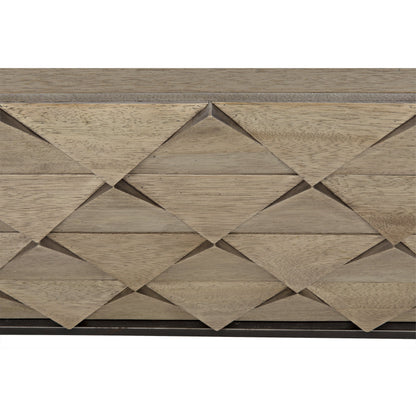 Draco Sideboard with Metal Stand by Noir in washed walnut. Made from walnut in a eclectic & global style.