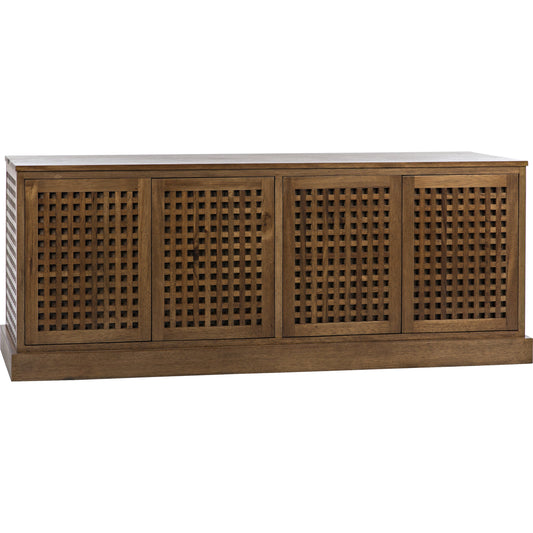 Genti 4 Door Sideboard by Noir in dark walnut. Made from walnut in a transitional style.