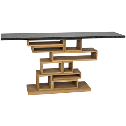 Balin Console by Noir in dark walnut, black marble. Made from walnut, marble in a modern style.