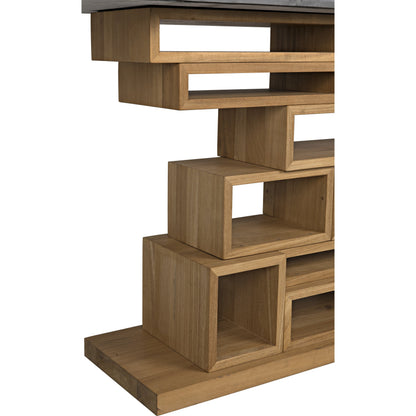 Balin Console by Noir in dark walnut, black marble. Made from walnut, marble in a modern style.