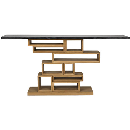 Balin Console by Noir in dark walnut, black marble. Made from walnut, marble in a modern style.