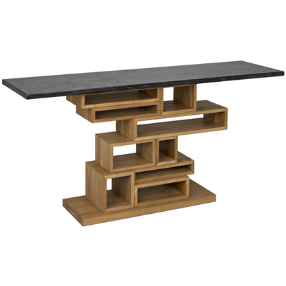 Balin Console by Noir in dark walnut, black marble. Made from walnut, marble in a modern style.