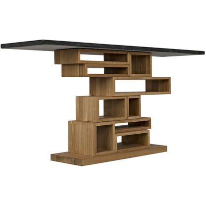 Balin Console by Noir in dark walnut, black marble. Made from walnut, marble in a modern style.
