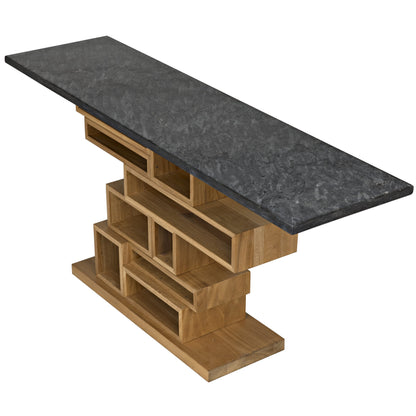 Balin Console by Noir in dark walnut, black marble. Made from walnut, marble in a modern style.