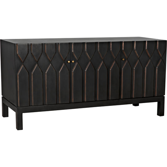 Anubis Sideboard by Noir in pale. Made from mahogany, veneer, brass pulls in a modern style.