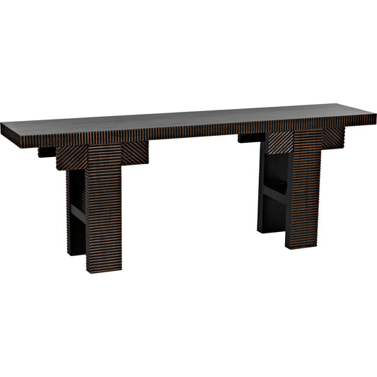 Nabu Console by Noir in hand rubbed black. Made from mahogany in a modern style.