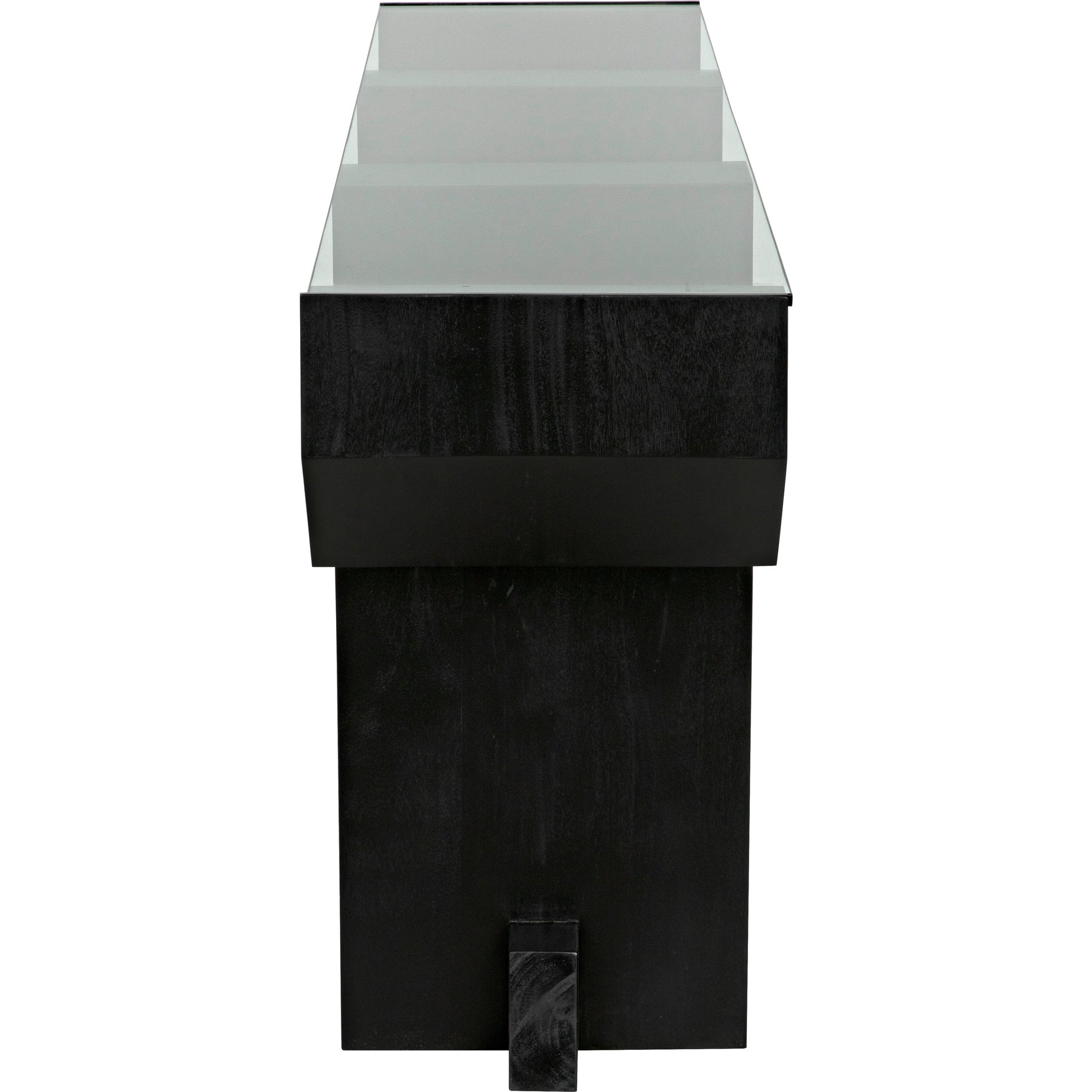 Ando Console by Noir in hand rubbed black. Made from mahogany and glass in a modern style.