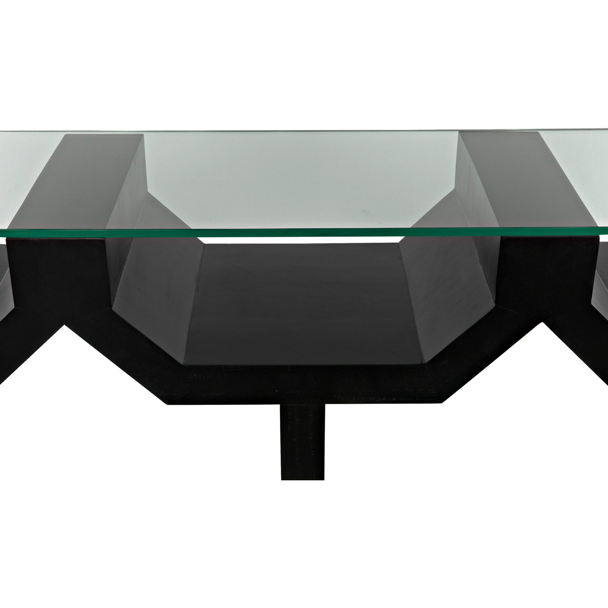 Ando Console by Noir in hand rubbed black. Made from mahogany and glass in a modern style.