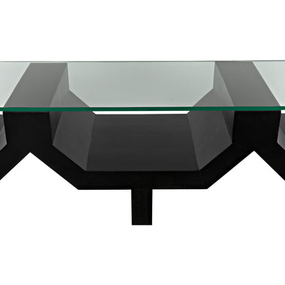 Ando Console by Noir in hand rubbed black. Made from mahogany and glass in a modern style.