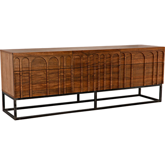 Casanova Sideboard by Noir in dark walnut. Made from walnut and industrial steel in a modern style.