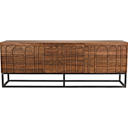 Casanova Sideboard by Noir in dark walnut. Made from walnut and industrial steel in a modern style.