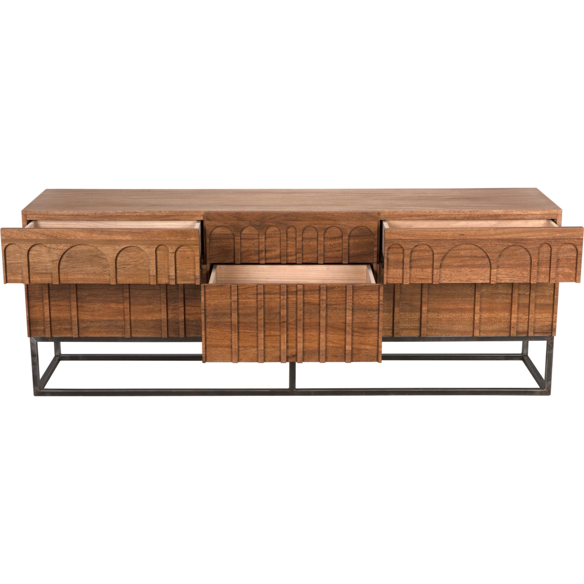 Casanova Sideboard by Noir in dark walnut. Made from walnut and industrial steel in a modern style.