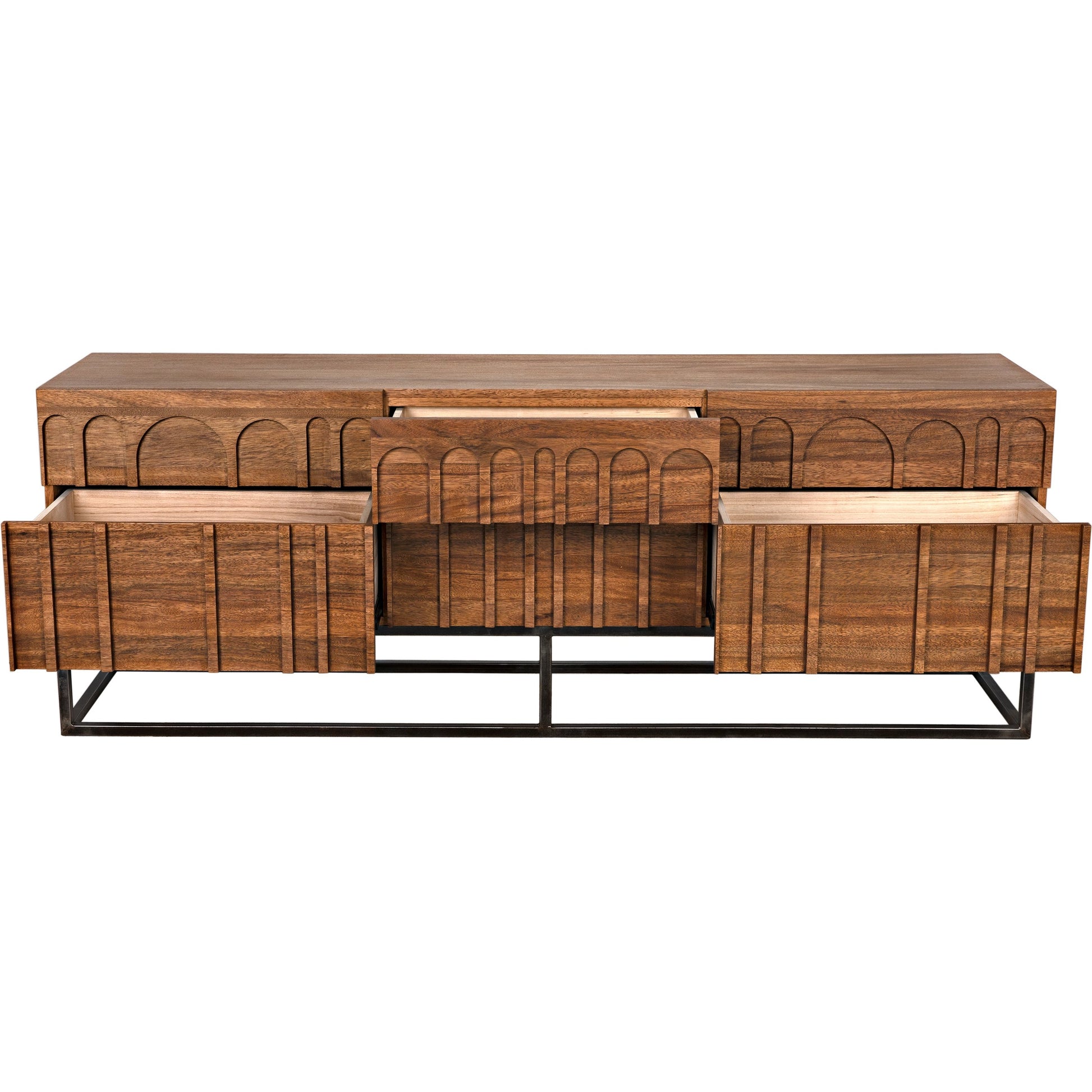 Casanova Sideboard by Noir in dark walnut. Made from walnut and industrial steel in a modern style.