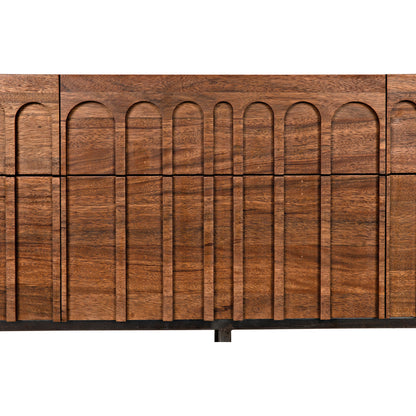 Casanova Sideboard by Noir in dark walnut. Made from walnut and industrial steel in a modern style.