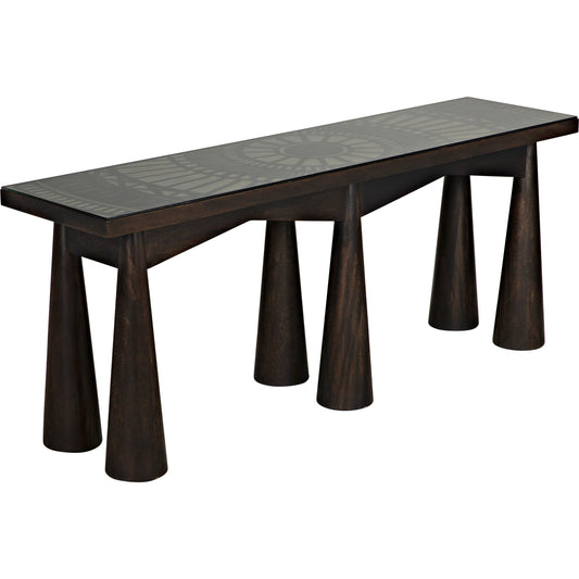 Tutankhamun Console by Noir in ebony walnut. Made from walnut and glass in a modern style.