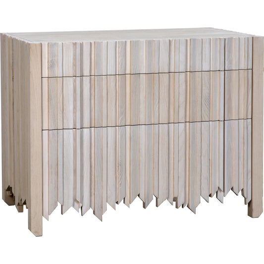 Desdemona 3 Drawer Chest by Noir in bleached elm. Made from elm, ashwood, and veneer in a modern style.