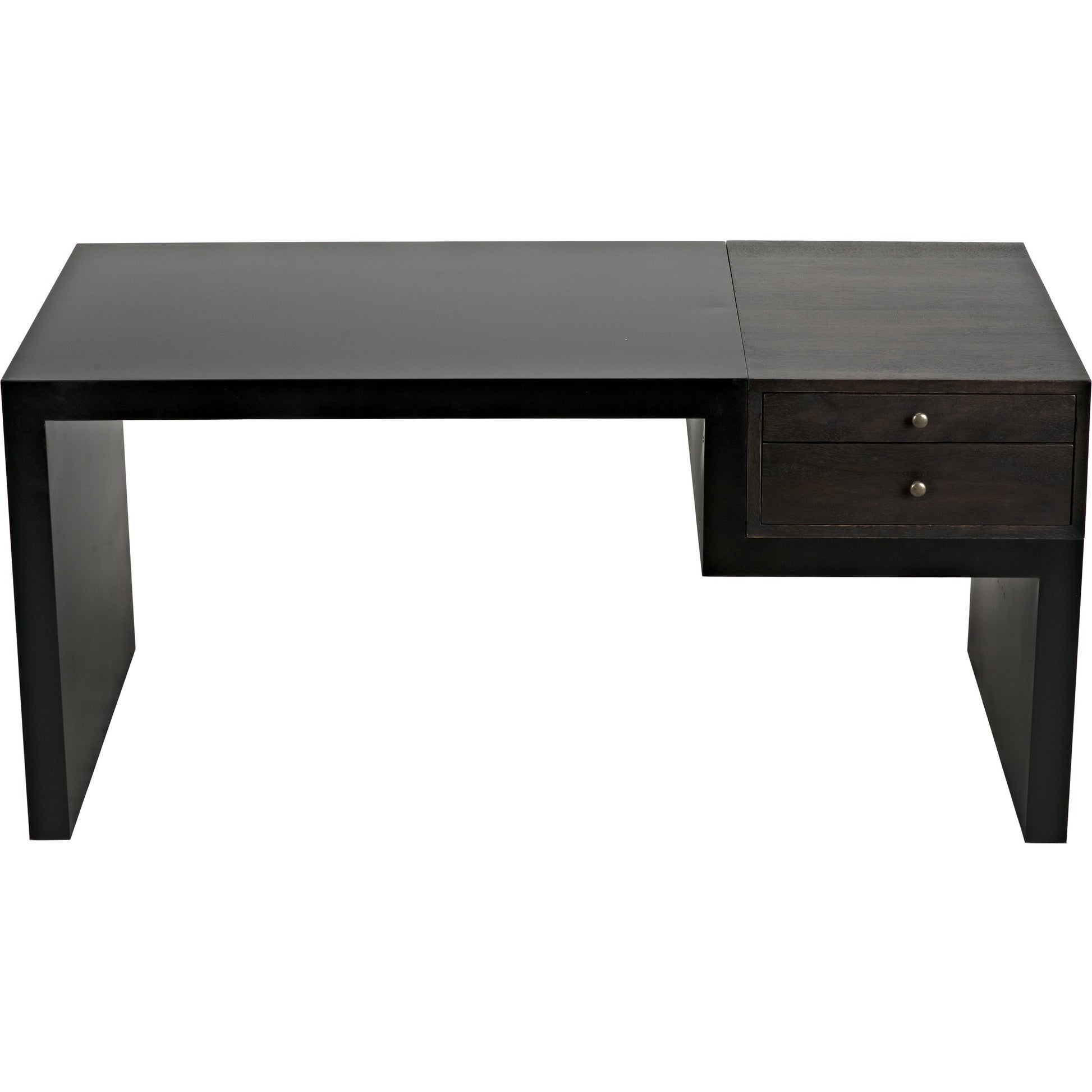 Alvaro Desk by Noir in black metal, ebony walnut. Made from metal, walnut in a modern style.
