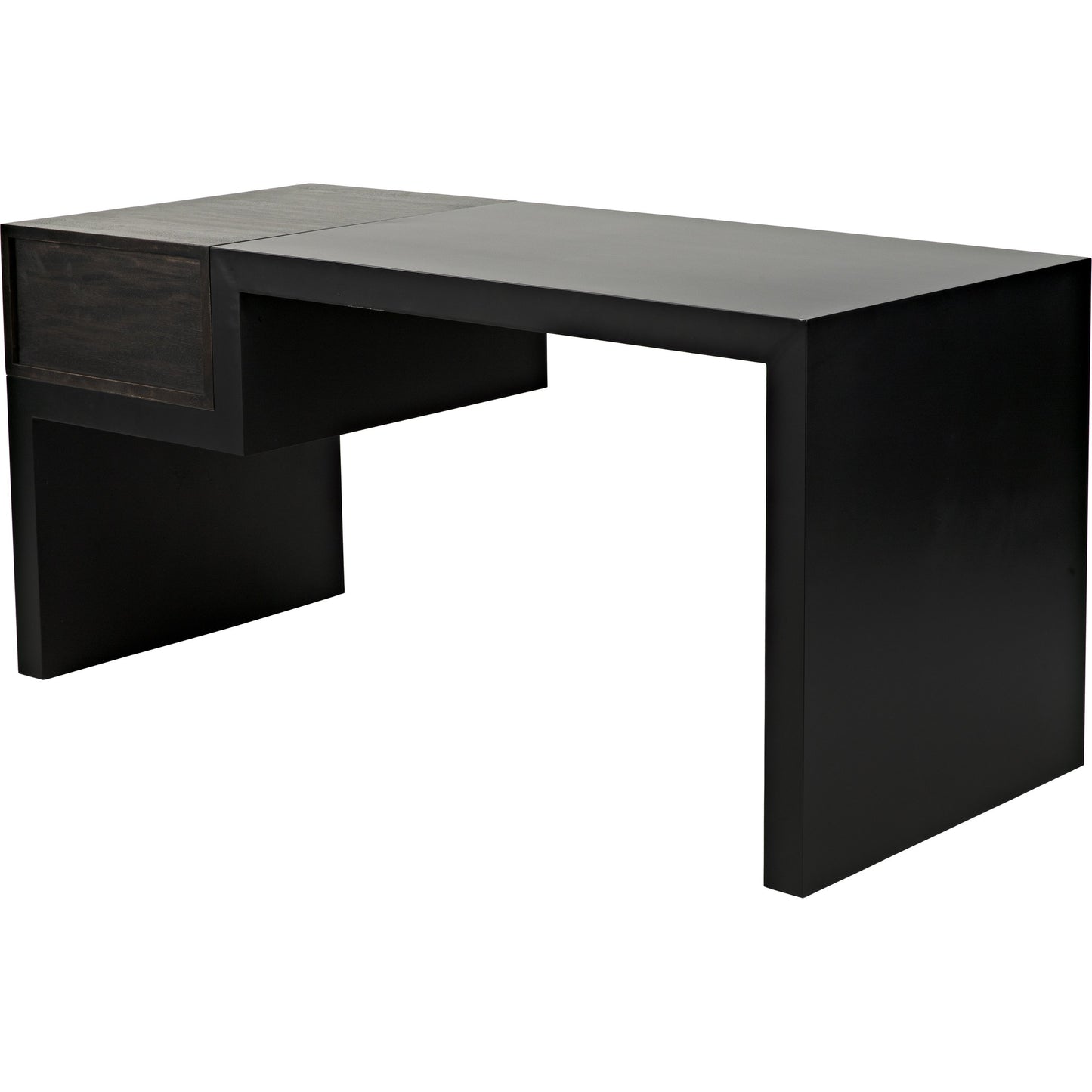 005 SR-888699 | Additional Silo | Alvaro Desk by Noir in black metal, ebony walnut. Made from metal, walnut in a modern style.