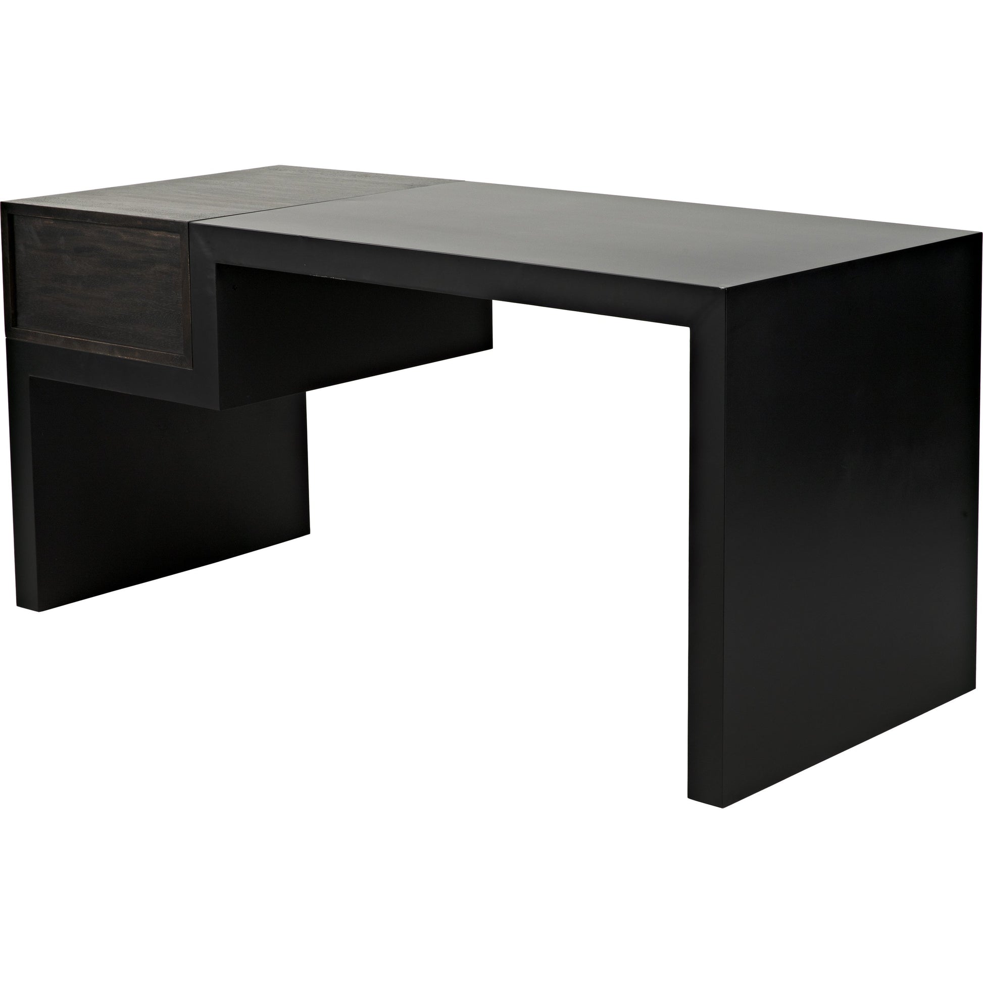 Alvaro Desk by Noir in black metal, ebony walnut. Made from metal, walnut in a modern style.