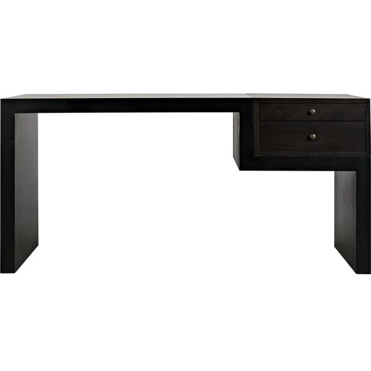 Alvaro Desk by Noir in black metal, ebony walnut. Made from metal, walnut in a modern style.