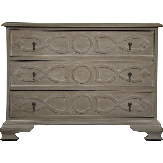 Sofie Dresser by Noir in weathered. Made from mahogany in a traditional style.
