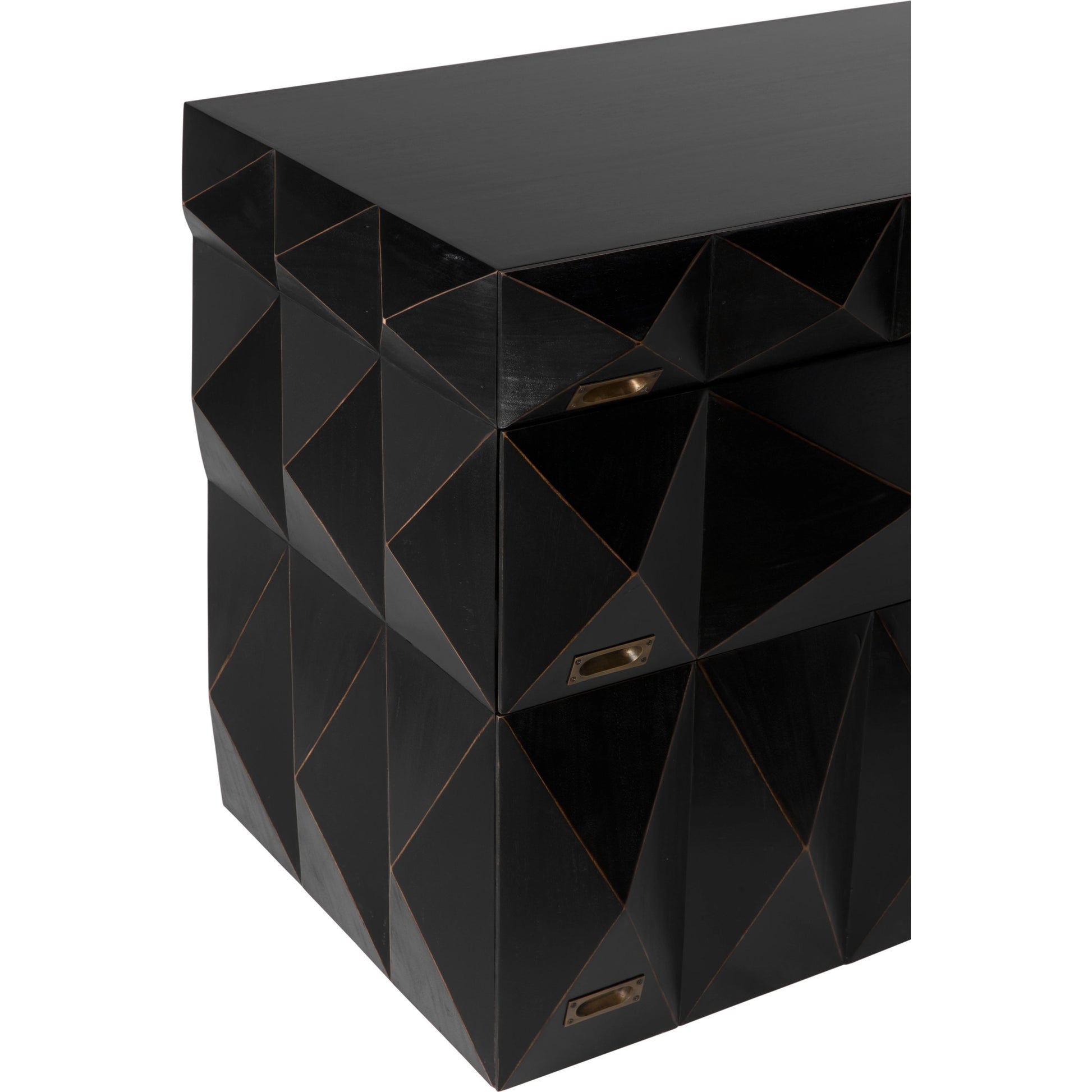 Allegra Dresser by Noir in hand rubbed black. Made from mahogany with brass pulls in a eclectic & global style.