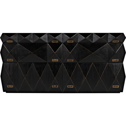 Allegra Dresser by Noir in hand rubbed black. Made from mahogany with brass pulls in a eclectic & global style.