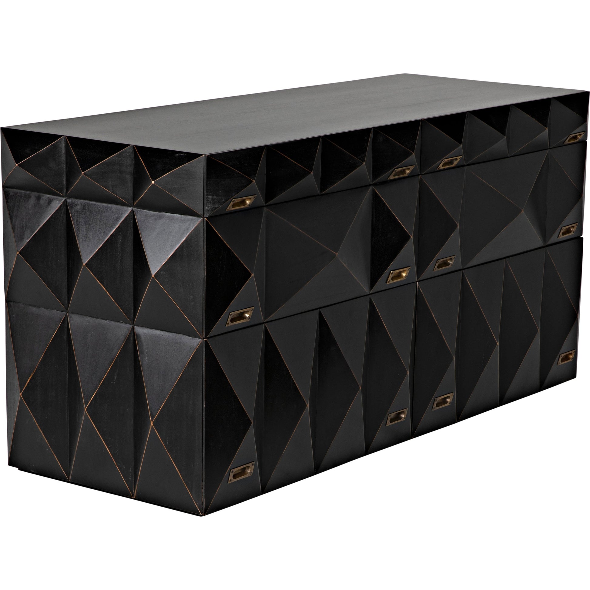 Allegra Dresser by Noir in hand rubbed black. Made from mahogany with brass pulls in a eclectic & global style.