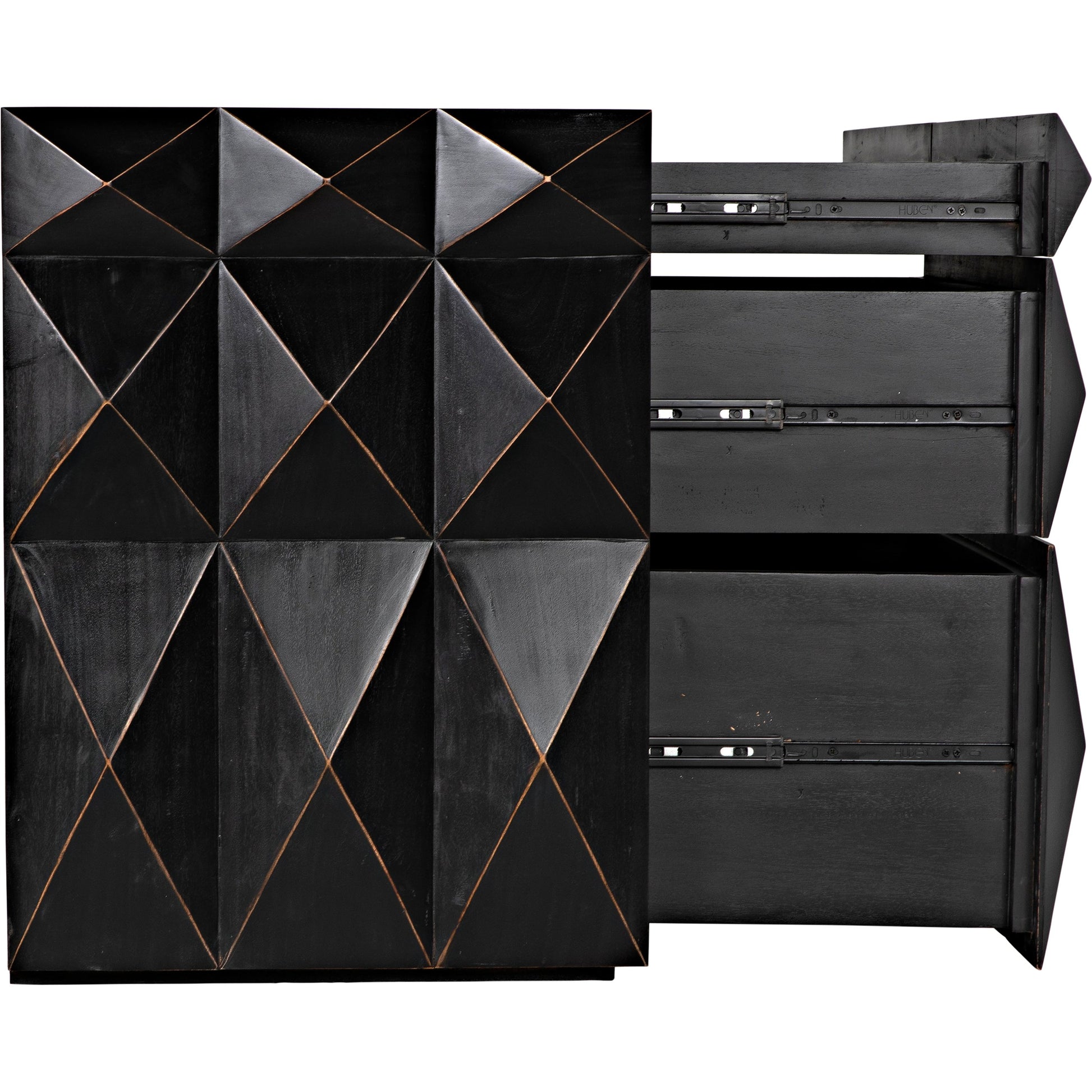 Allegra Dresser by Noir in hand rubbed black. Made from mahogany with brass pulls in a eclectic & global style.