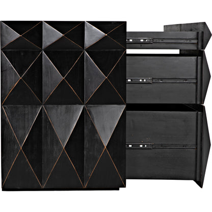 Allegra Dresser by Noir in hand rubbed black. Made from mahogany with brass pulls in a eclectic & global style.