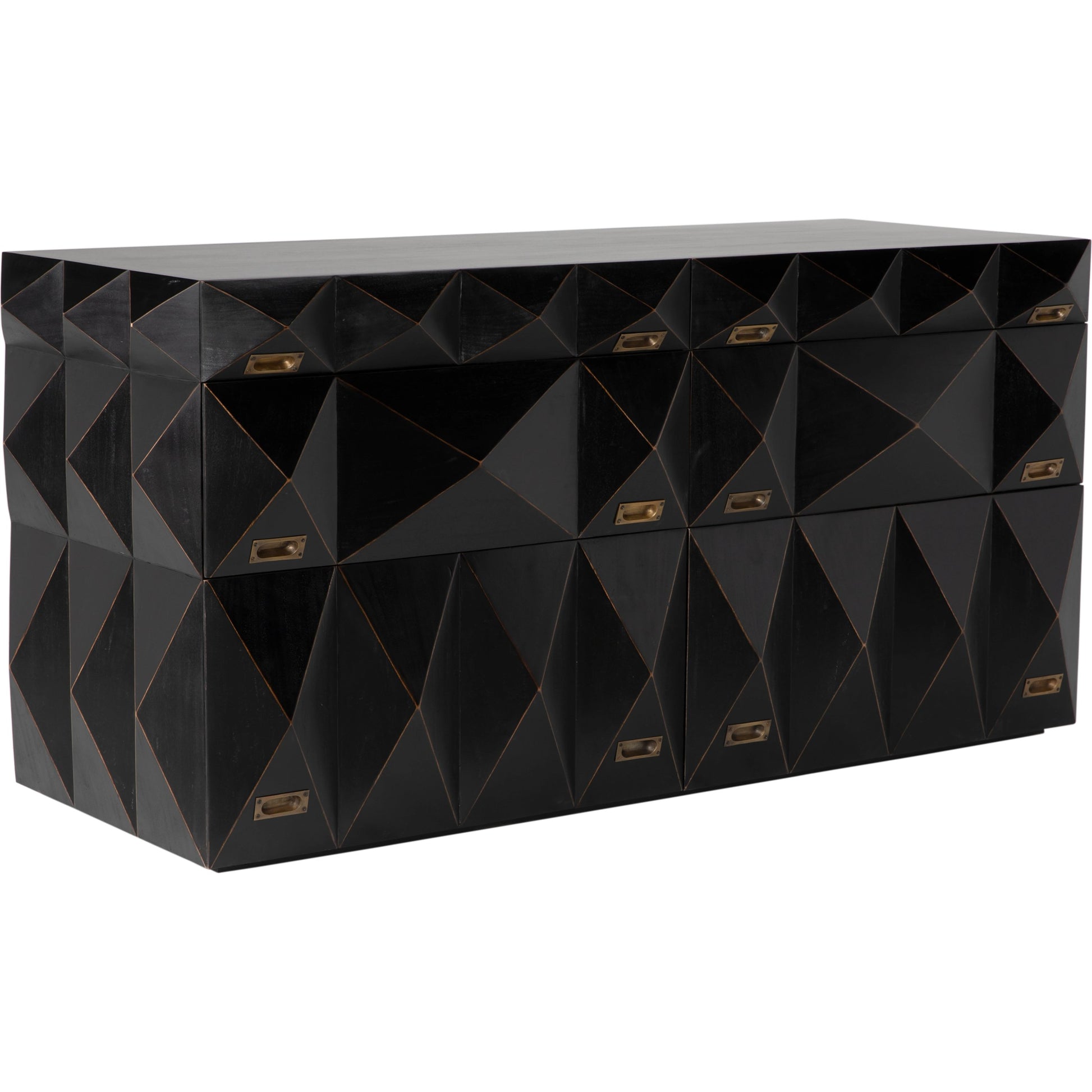 Allegra Dresser by Noir in hand rubbed black. Made from mahogany with brass pulls in a eclectic & global style.