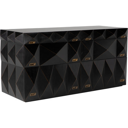 Allegra Dresser by Noir in hand rubbed black. Made from mahogany with brass pulls in a eclectic & global style.