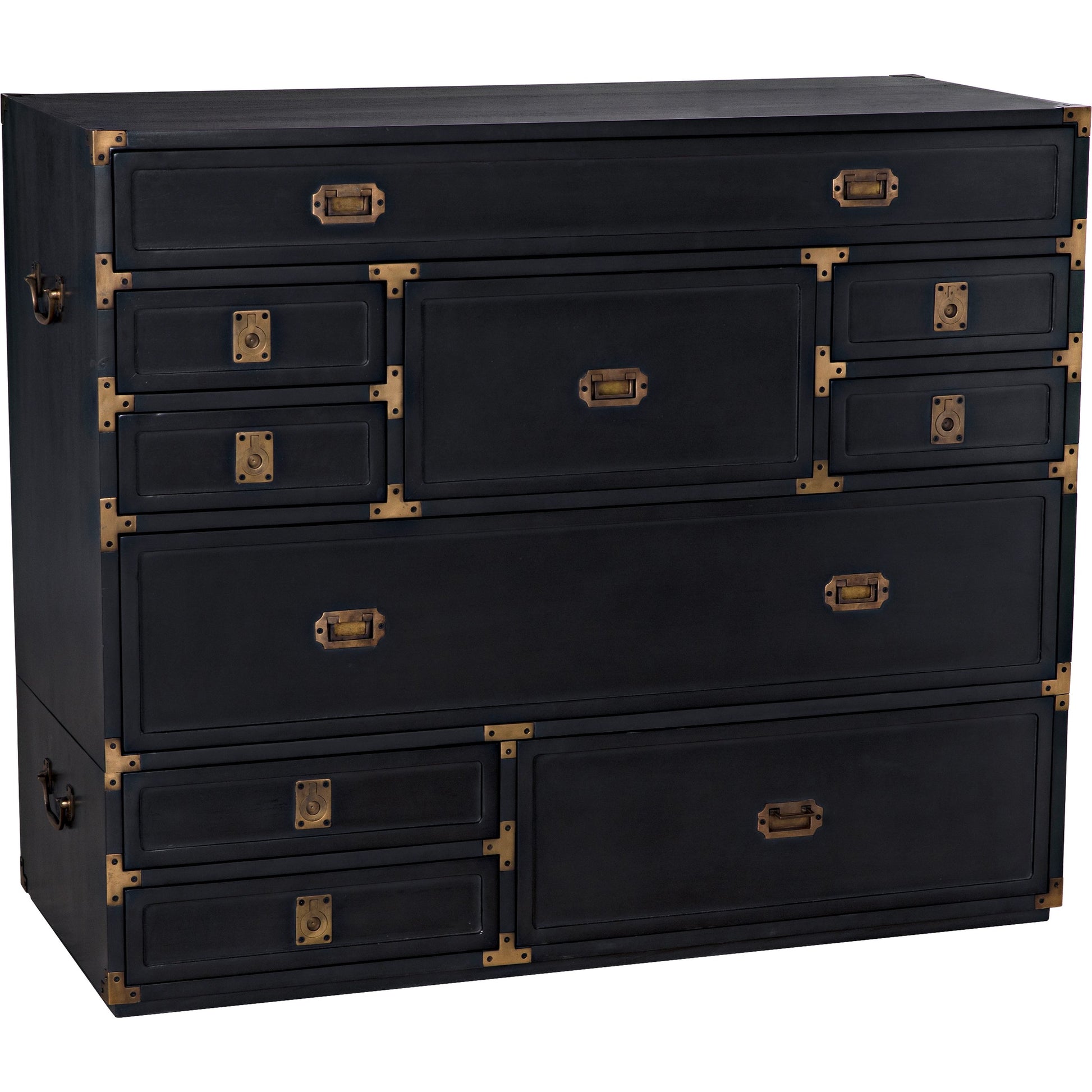 Charles Chest by Noir in pale. Made from mahogany with brass handles in a transitional style.