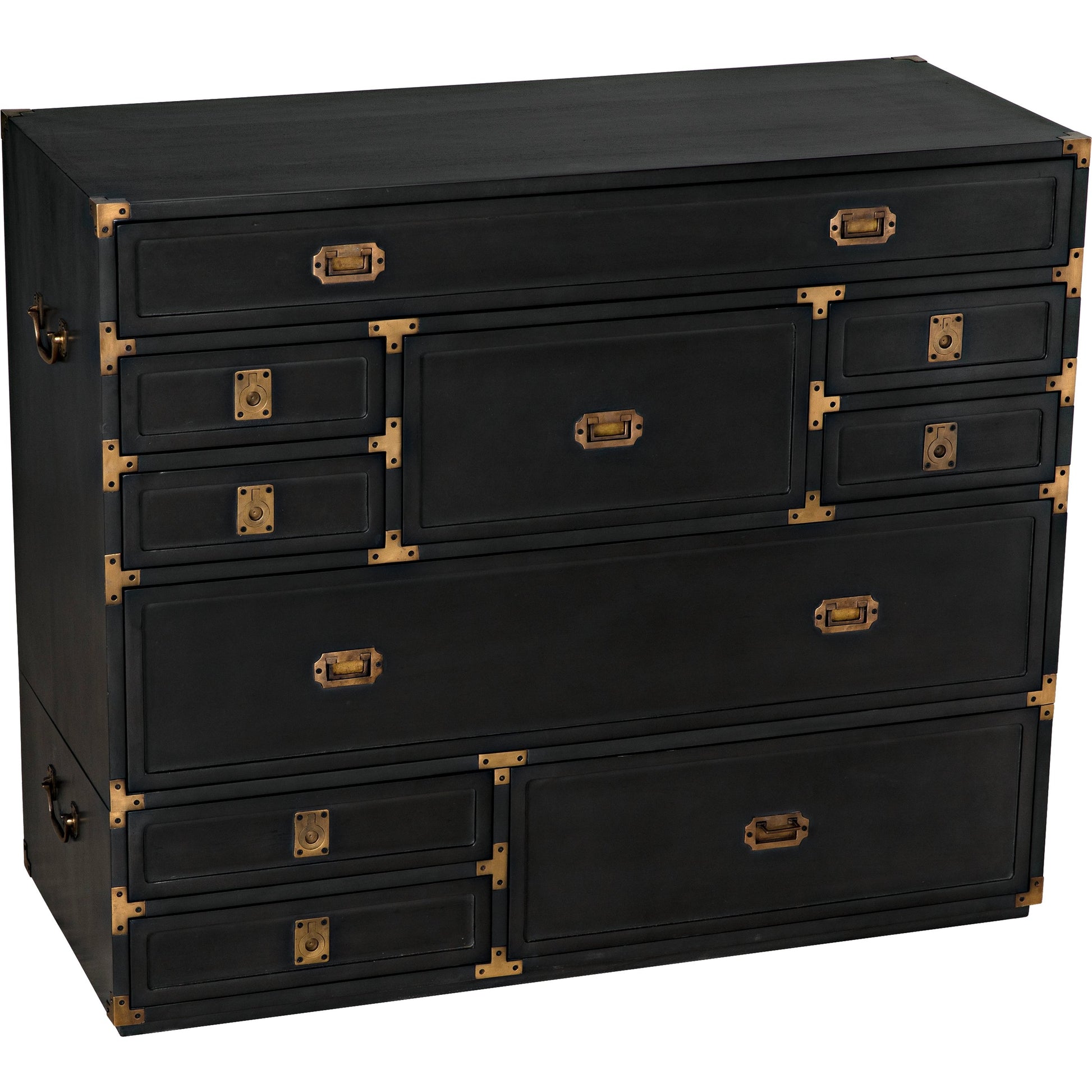 Charles Chest by Noir in pale. Made from mahogany with brass handles in a transitional style.