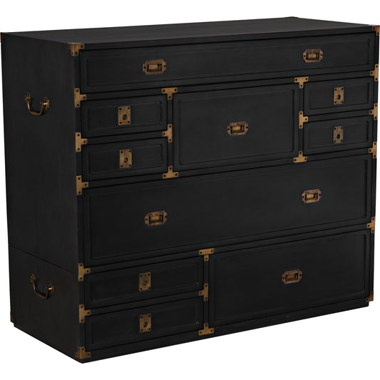 Charles Chest by Noir in pale. Made from mahogany with brass handles in a transitional style.