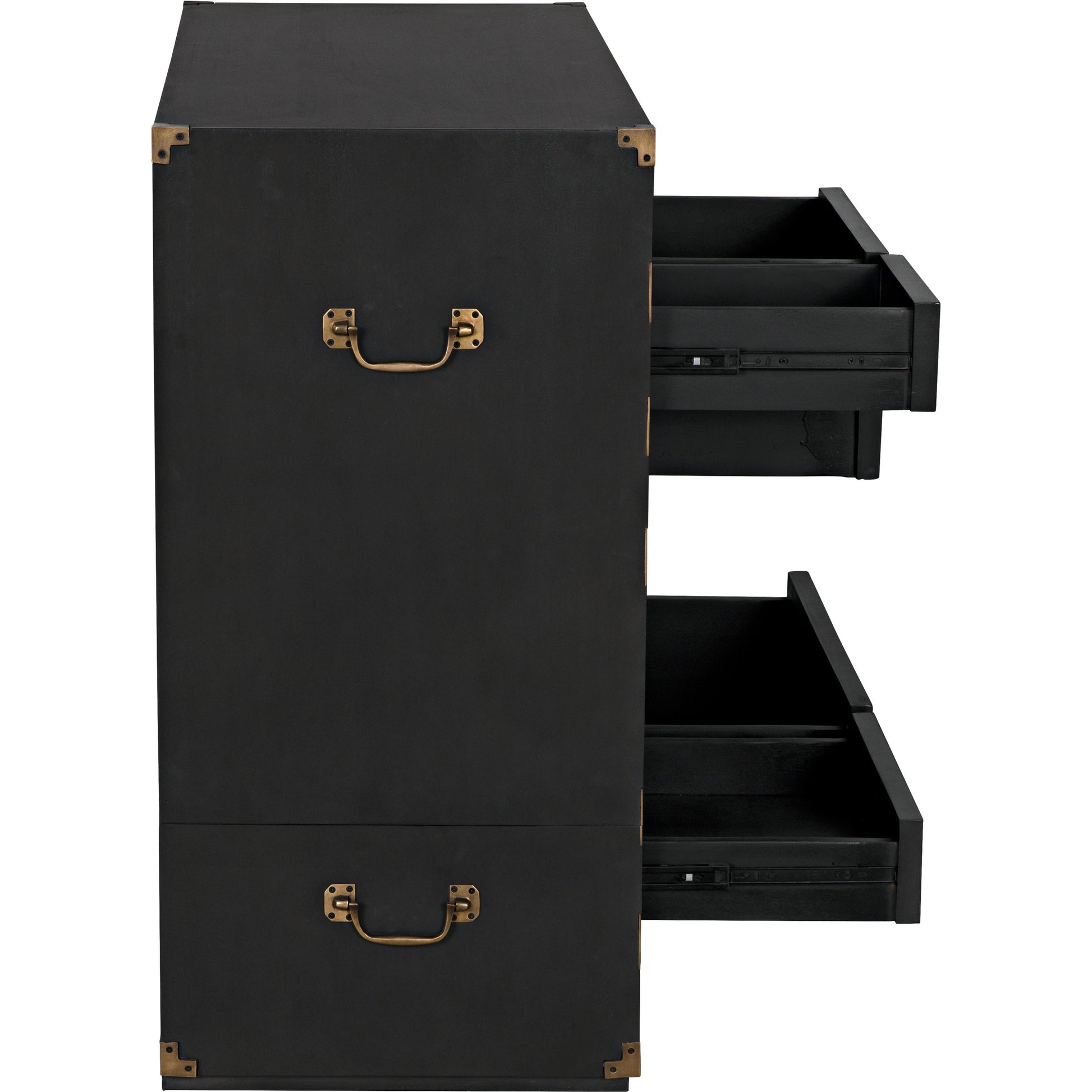 Charles Chest by Noir in pale. Made from mahogany with brass handles in a transitional style.
