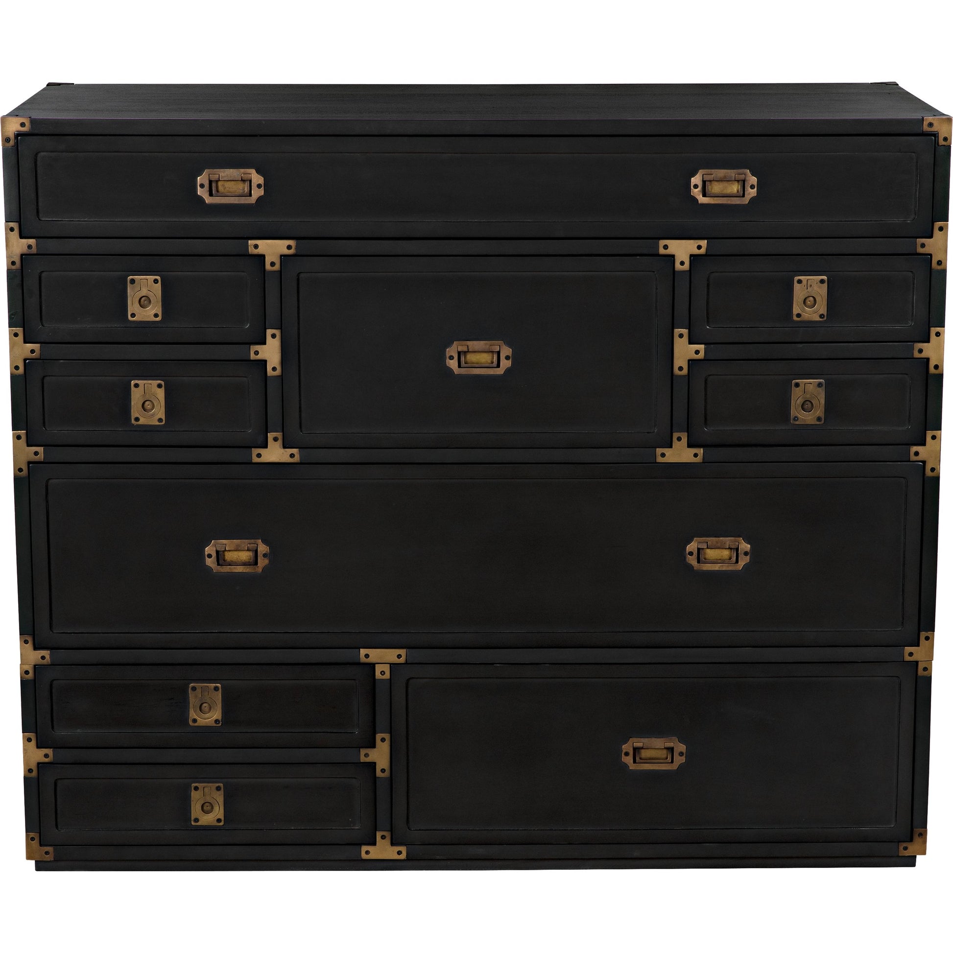 Charles Chest by Noir in pale. Made from mahogany with brass handles in a transitional style.