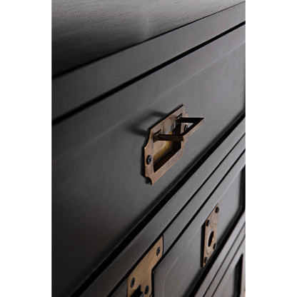 Charles Chest by Noir in pale. Made from mahogany with brass handles in a transitional style.