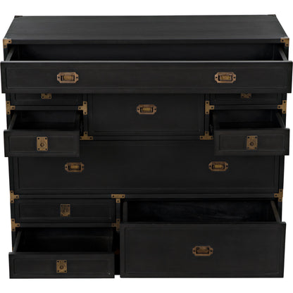 Charles Chest by Noir in pale. Made from mahogany with brass handles in a transitional style.