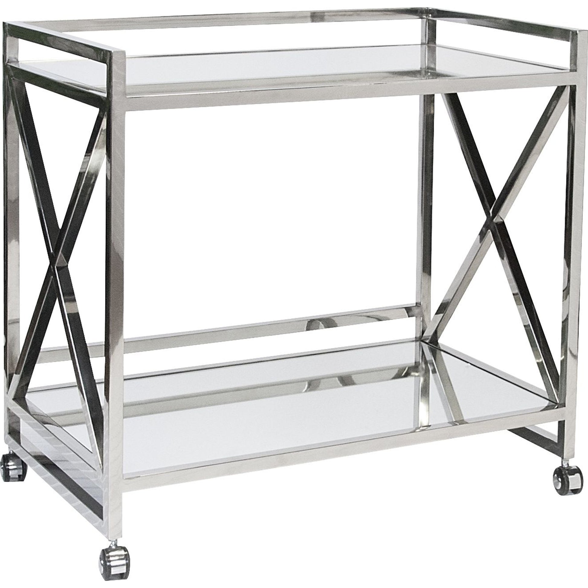 Gerard Bar Cart by Worlds Away in gold, mirror. Made from metal, glass in a transitional style.