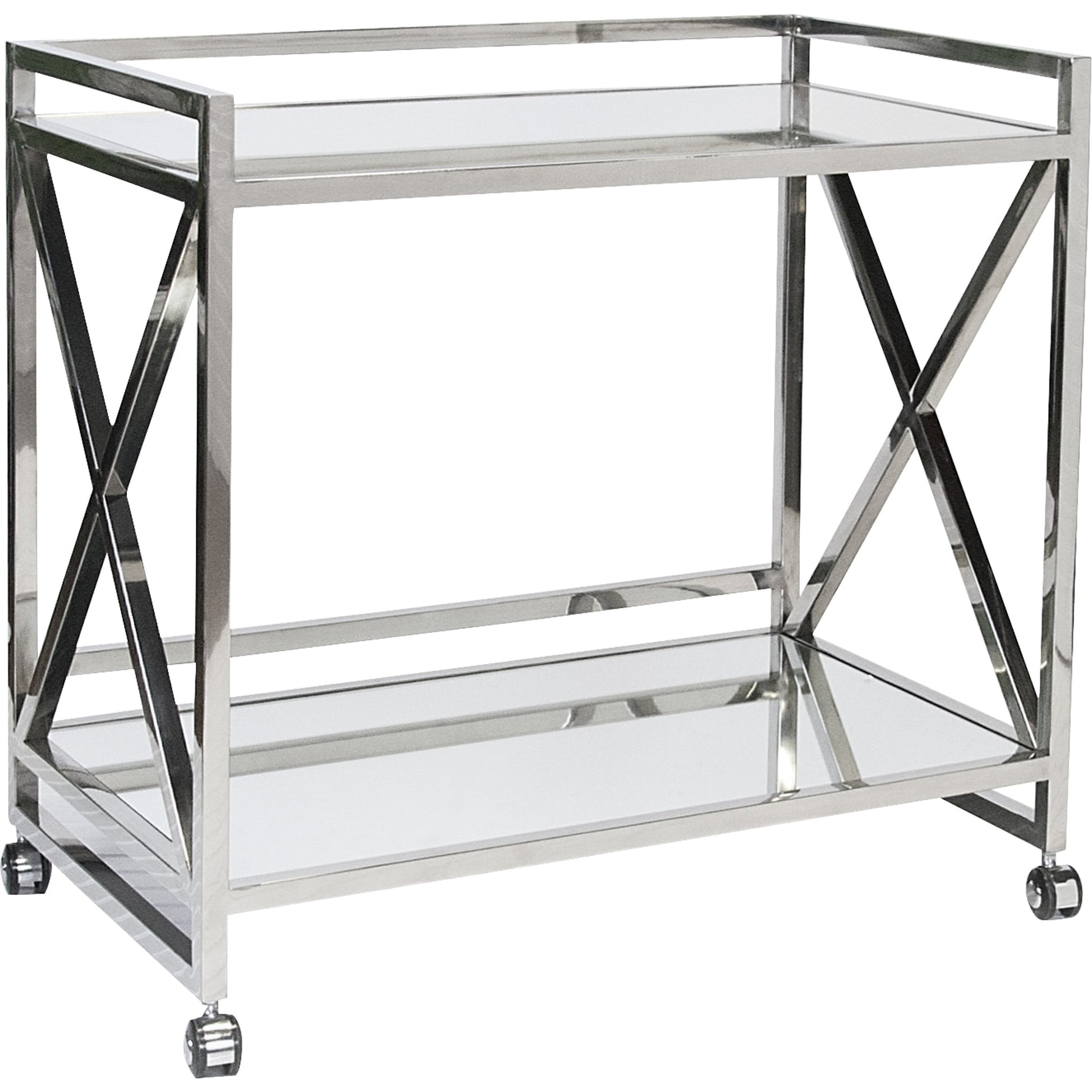 Gerard Bar Cart by Worlds Away in gold, mirror. Made from metal, glass in a transitional style.