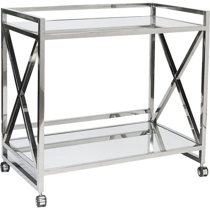 Gerard Bar Cart by Worlds Away in gold, mirror. Made from metal, glass in a transitional style.