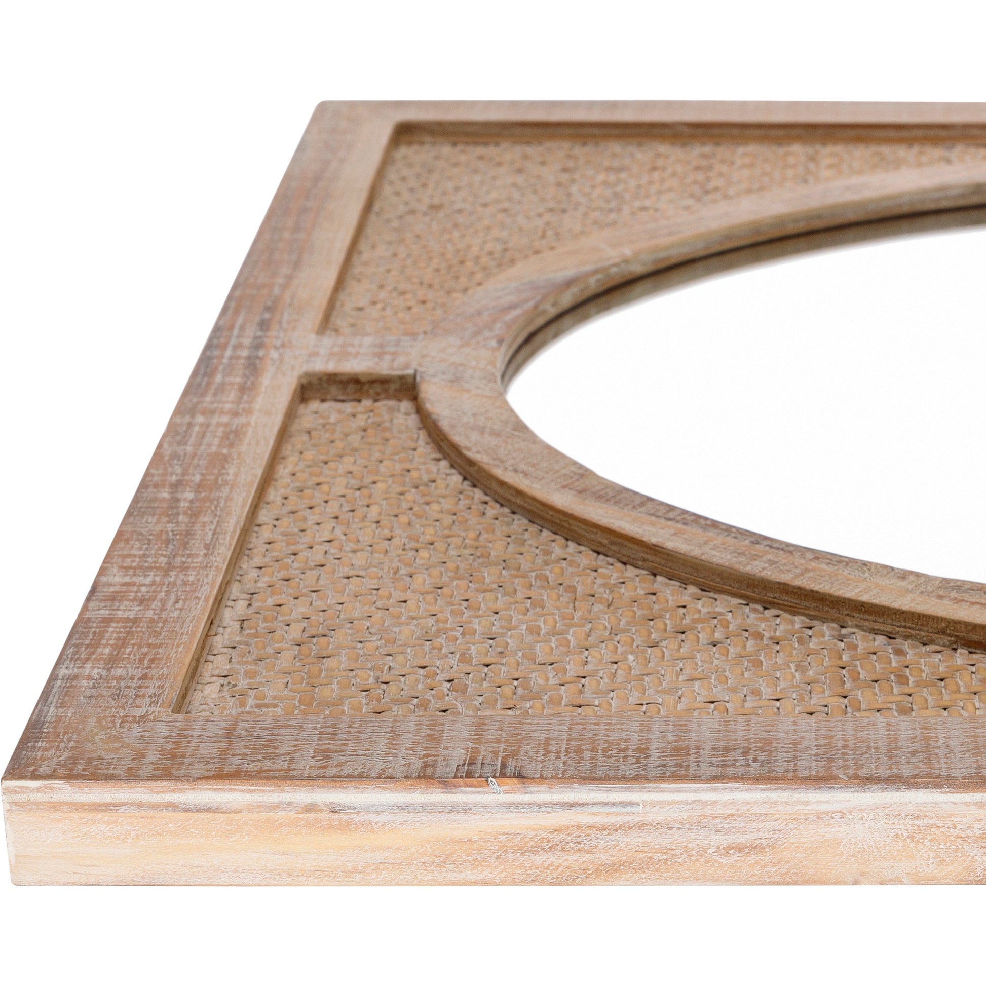 Georgia Mirror - 32898 by Surya in brown and weathered. Made from frame: rattan, substrate: manufactured wood in a modern style.