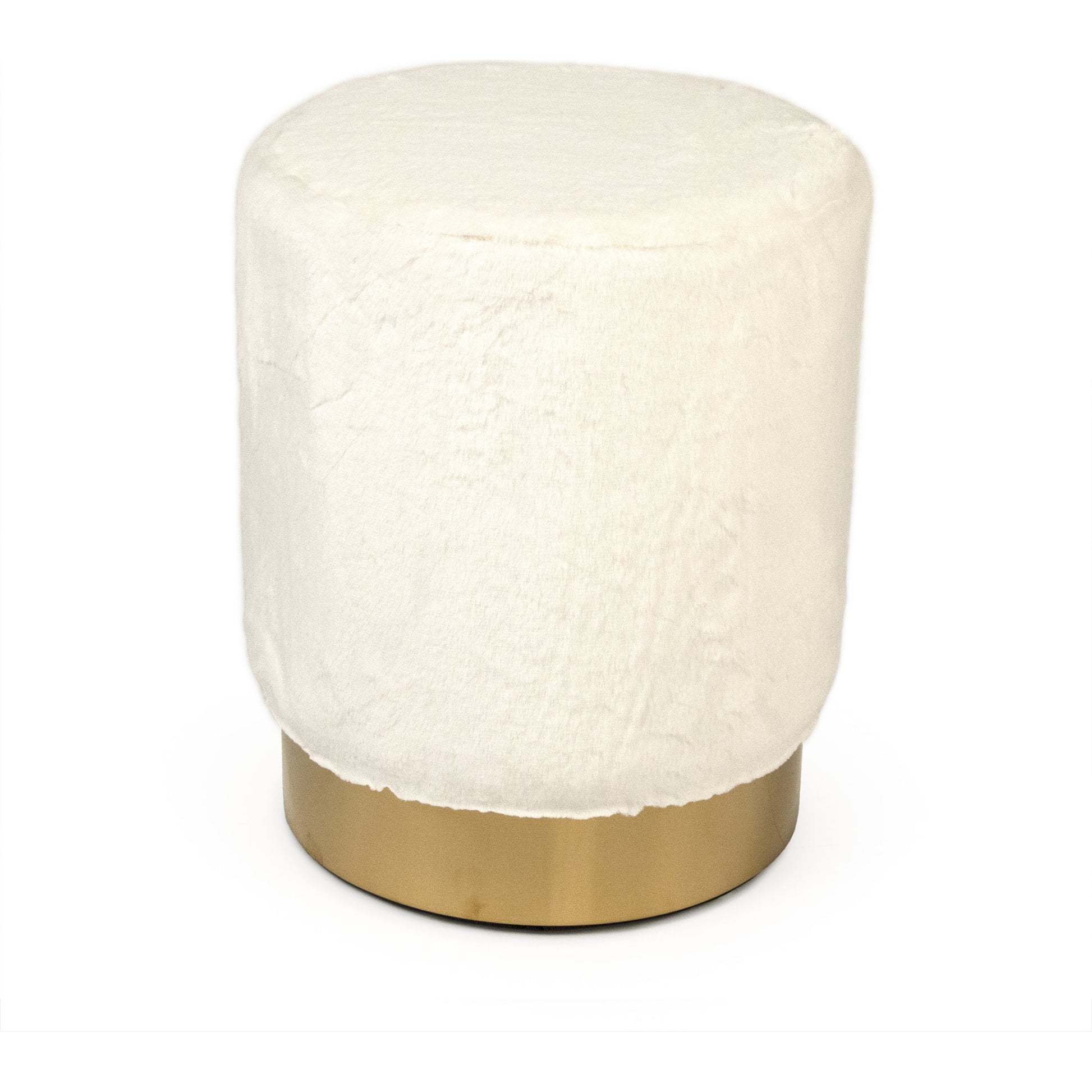 White Faux Fur Vanity Stool by Zentique in white. Made from white faux fur velvet in a transitional style.