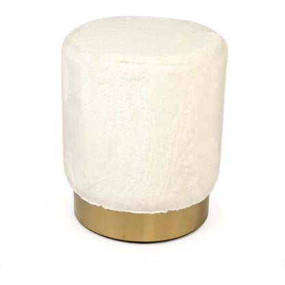 White Faux Fur Vanity Stool by Zentique in white. Made from white faux fur velvet in a transitional style.