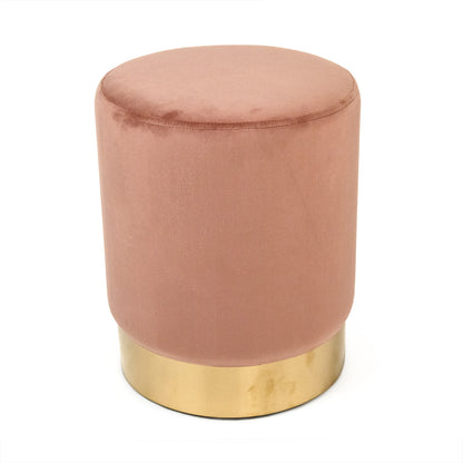 Mauve Rose Velvet Accent Stool by Zentique in rose velvet and mauve rose velvet. Made from mauve rose velvet in a transitional style.