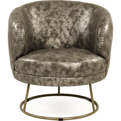 Distressed Grey Tub Chair by Zentique in distressed gray and distressed gray pu. Made from distressed grey pu in a modern style.
