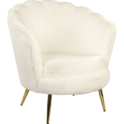 White Faux Fur Tufted Tub Chair by Zentique in white faux and white faux fur velvet. Made from white faux fur velvet in a modern style.