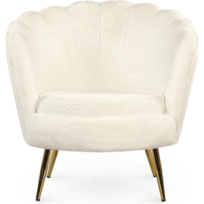 White Faux Fur Tufted Tub Chair by Zentique in white faux and white faux fur velvet. Made from white faux fur velvet in a modern style.