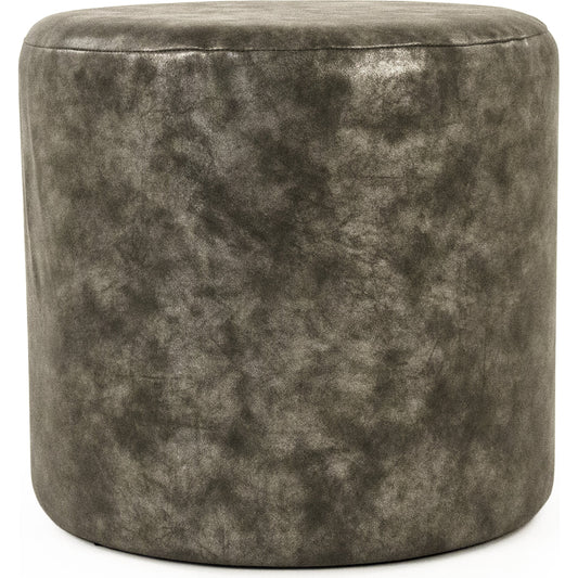 Grey Upholstered Stool by Zentique in distressed grey and distressed grey pu. Made from distressed grey pu in a modern style.